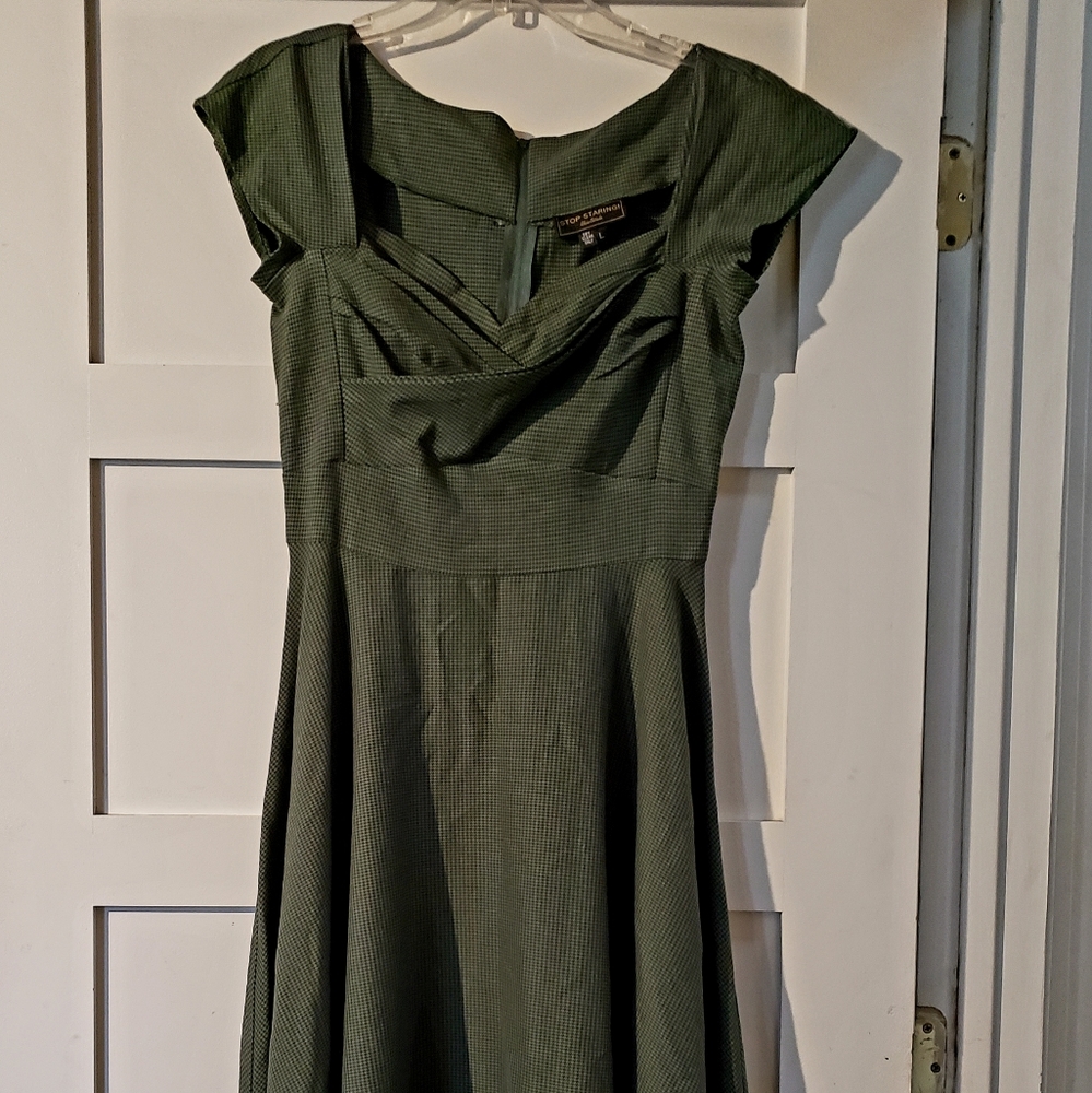 Stop Starring Green Chekered Party Dress Size L